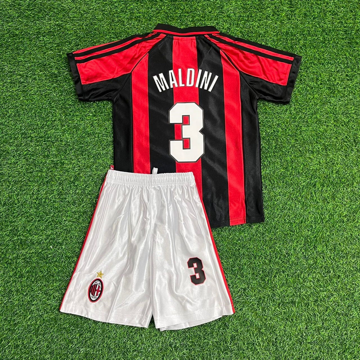 Paolo Maldini AC Milan 1998 1999 Retro Kids Soccer Jersey Kinder – Back View