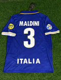 Paolo Maldini Italy EURO 1996 Blue Retro Soccer Kit Jersey Shirt – Back View