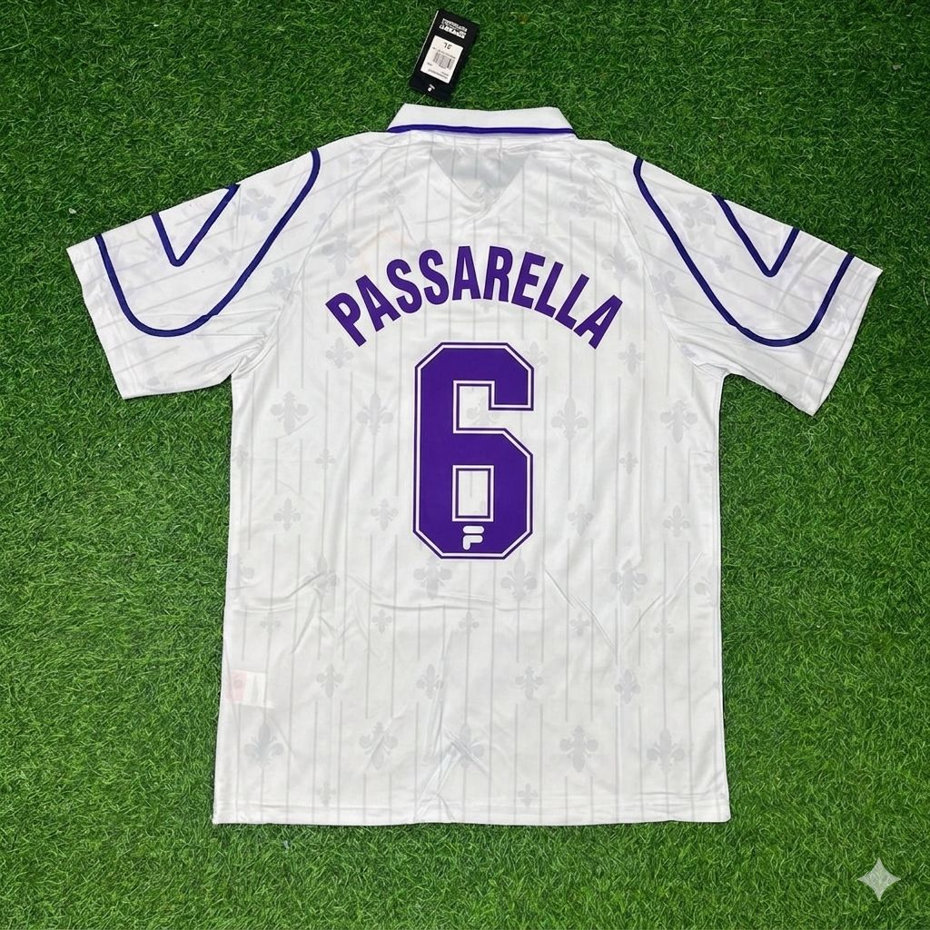 Daniel Passarella Fiorentina White Retro Football Jersey – Back View