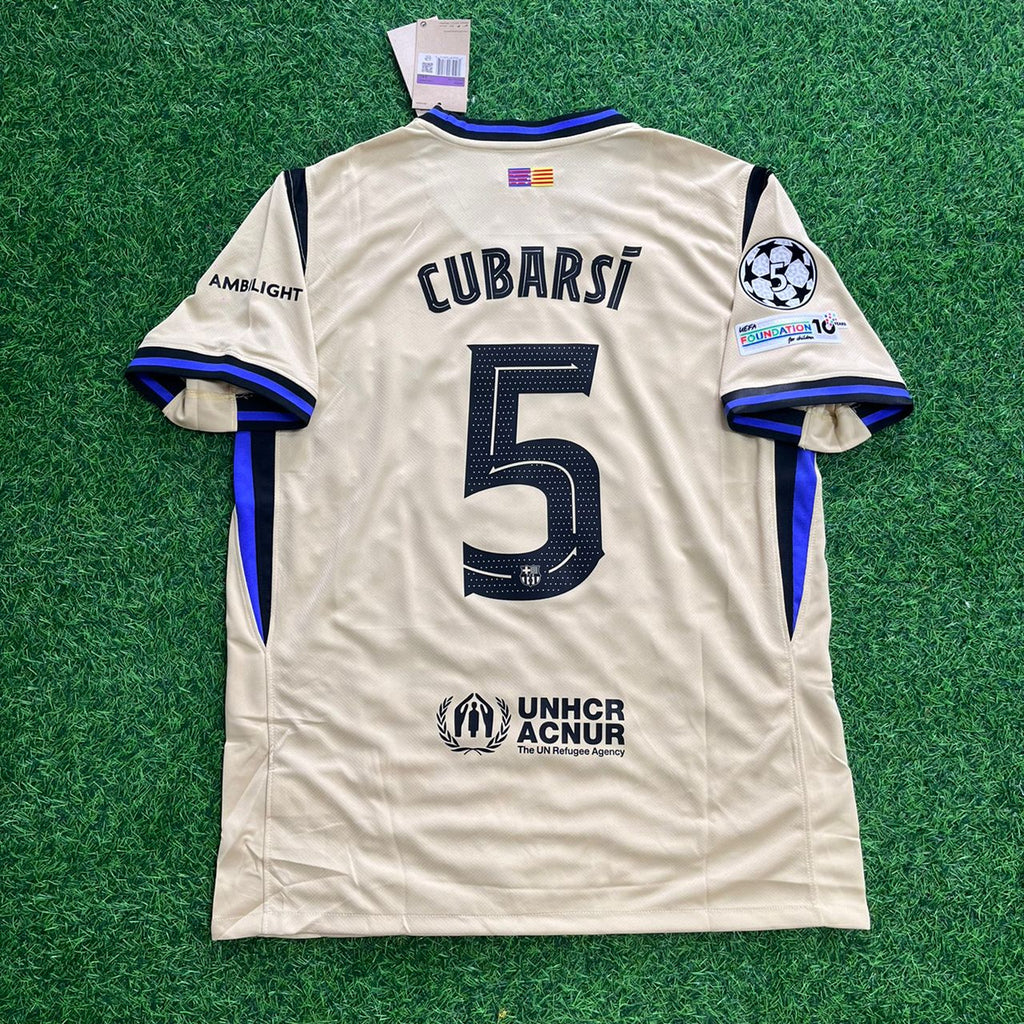 Barcelona Grey Kids New Season 2026 Jersey – Pau Cubarsi – Front View