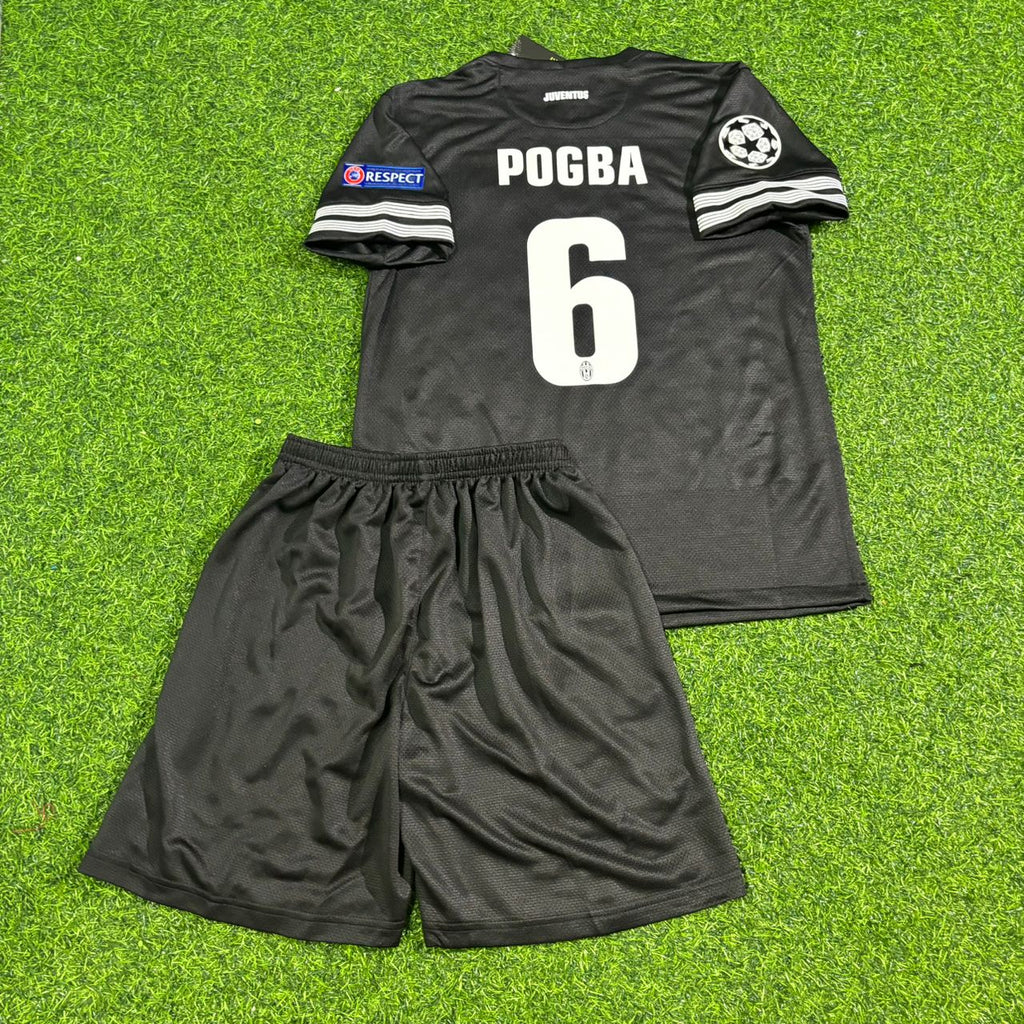 Juventus 2012–2013 Kids Black Retro Football Jersey – Paul Pogba – Detailed View