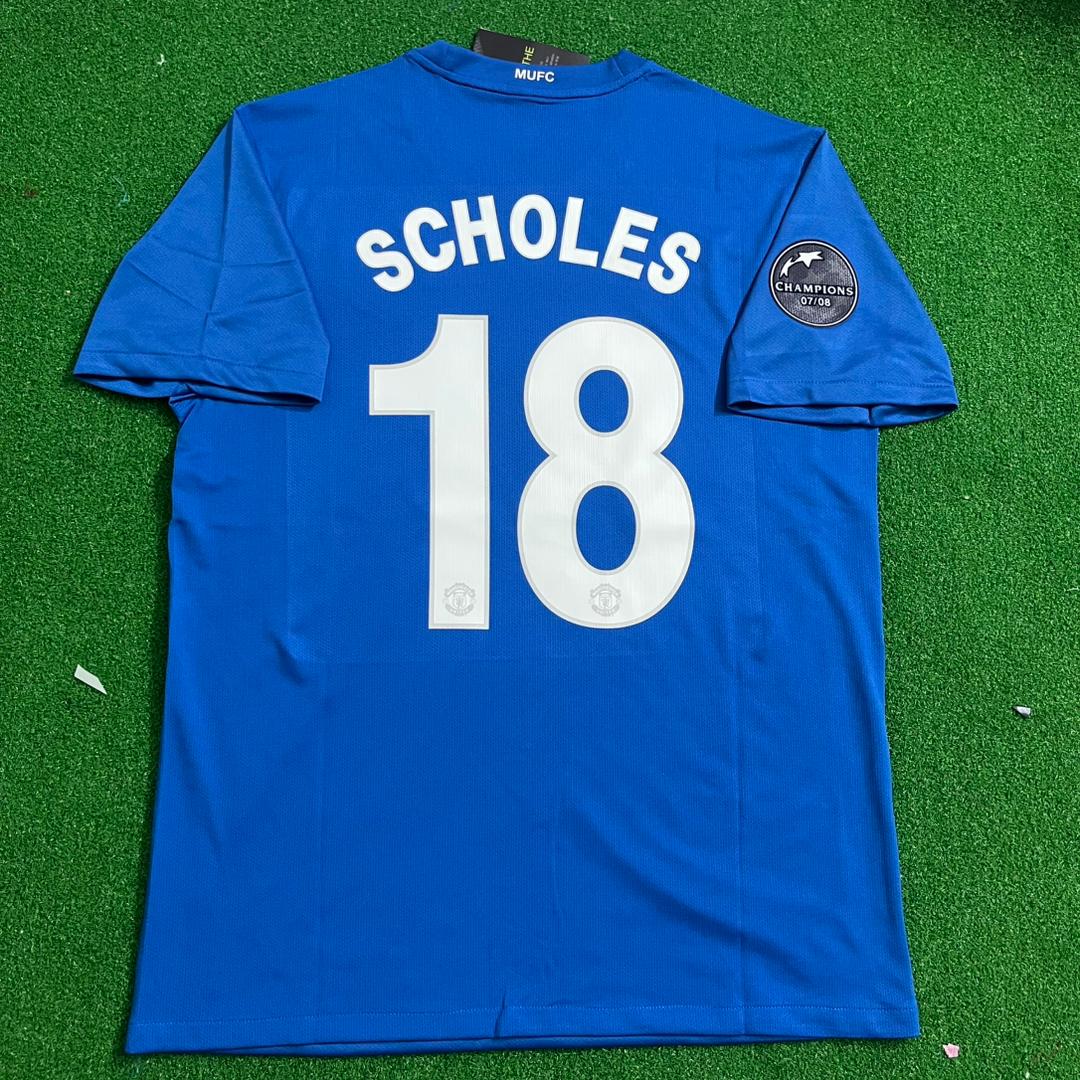 Paul Scholes Manchester United 2008 Retro Soccer Jersey – Back View