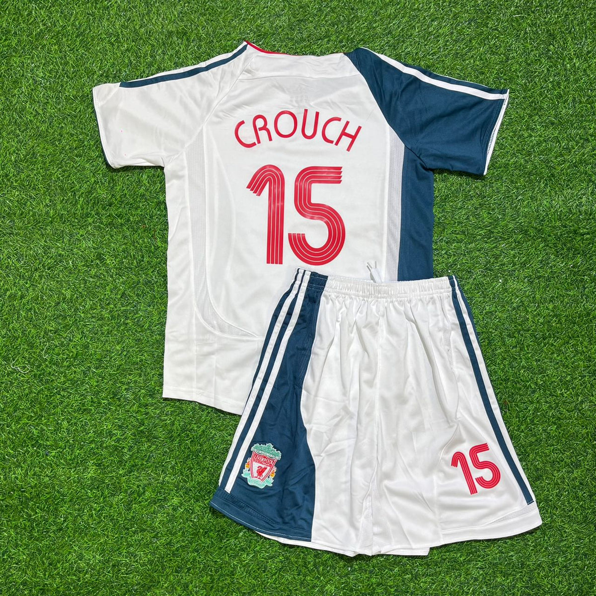 2006/07 Peter Crouch Liverpool White Retro Kids Football Jersey – Back View