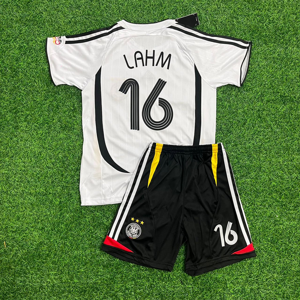 Philipp Lahm Germany Deutschland 2006 White Retro Kids Soccer Jersey KinderTrikot – Back View