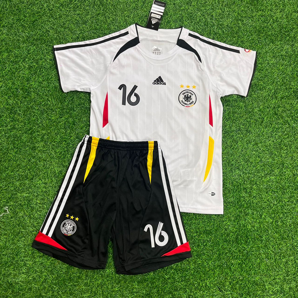 Philipp Lahm Germany Deutschland 2006 White Retro Kids Soccer Jersey KinderTrikot – Front View