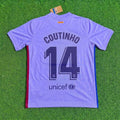 Philippe Coutinho #14 Barcelona 2021-22 Season Retro Jersey – Back View