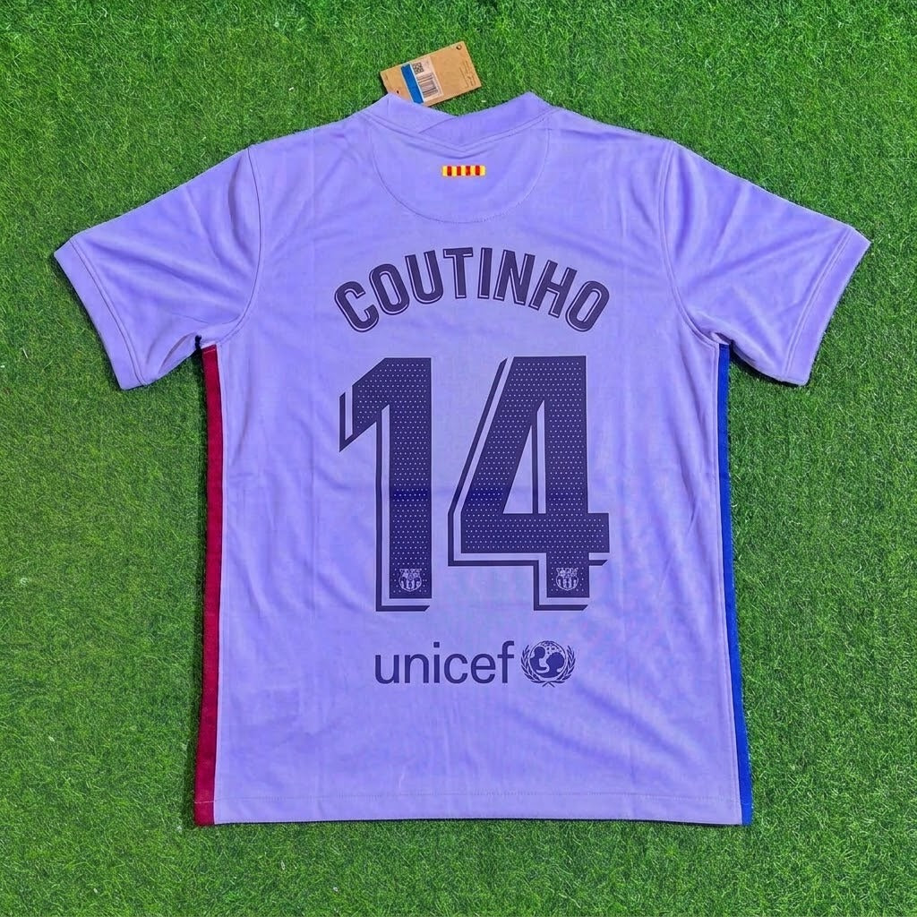 Philippe Coutinho #14 Barcelona 2021-22 Season Retro Jersey – Back View