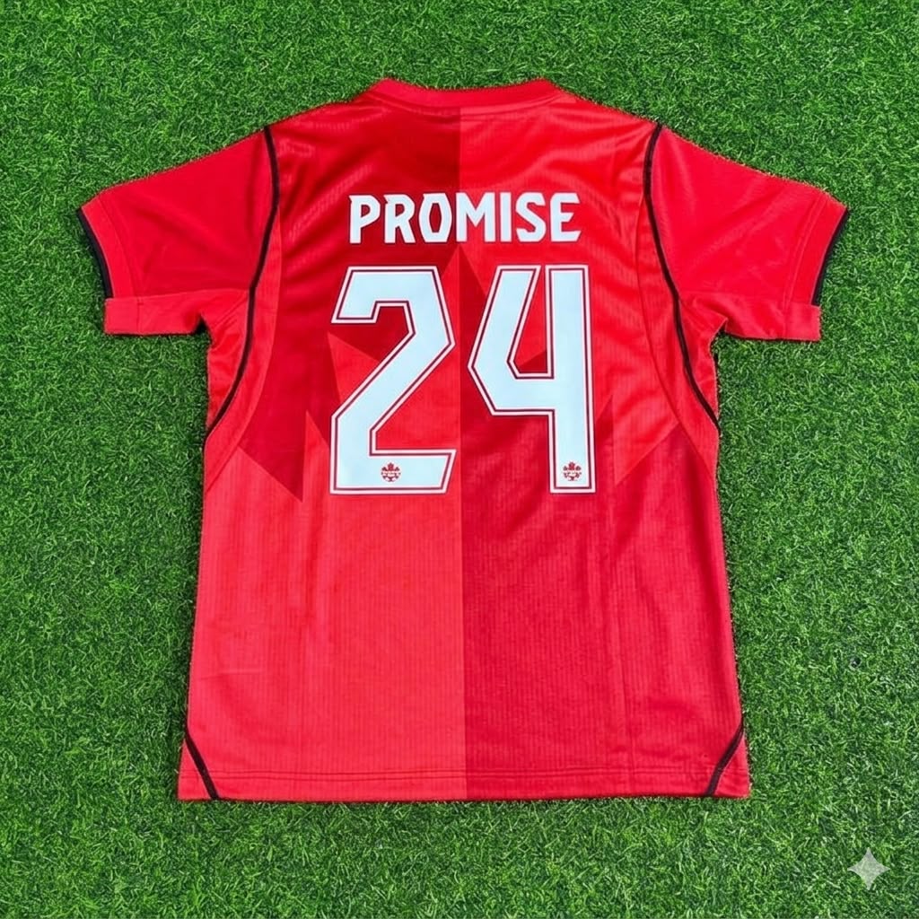 Promise David Canada 2026 World Cup Home Red Football Jersey – Back View