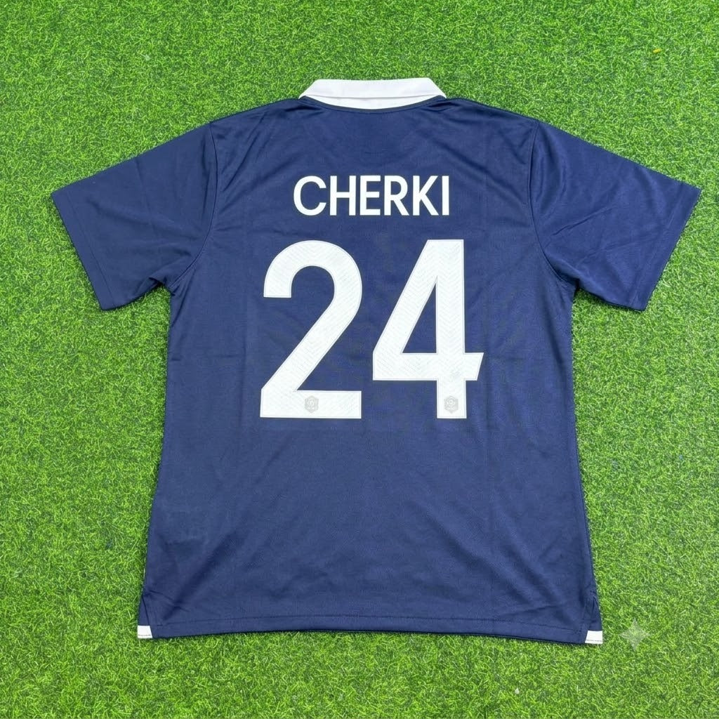 Rayan Cherki #24 France Retro Football Jersey – Back View