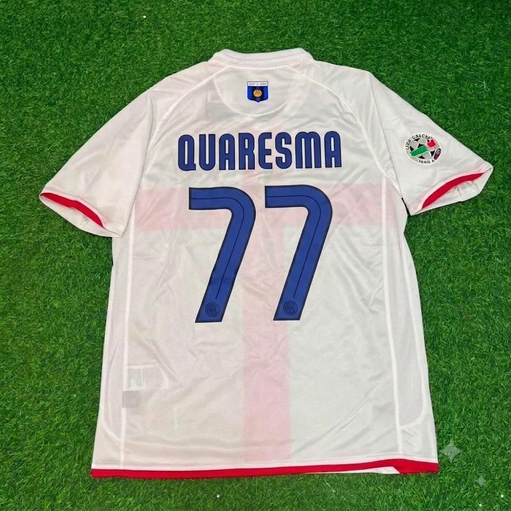 Ricardo Quaresma #77 Inter Away White Red Retro Jersey – Back View