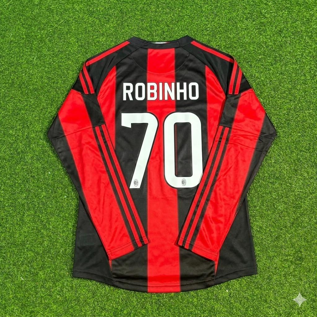 2010/11 Robinho AC Milan Home Long Sleeve Retro Football Jersey – Back View