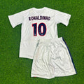 2002/03 Ronaldinho White Kids Kit Football Jersey for Children – Back View