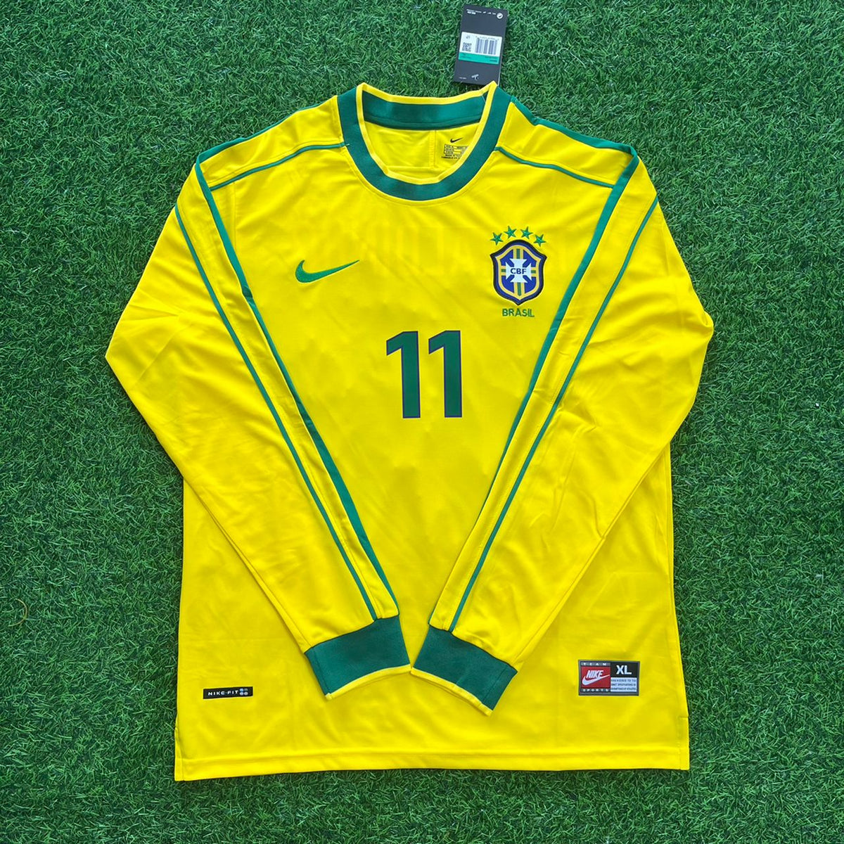 Ronaldinho Gaúcho 11 - Brazil 1998 World Cup Retro Football Kit Jersey – Front View