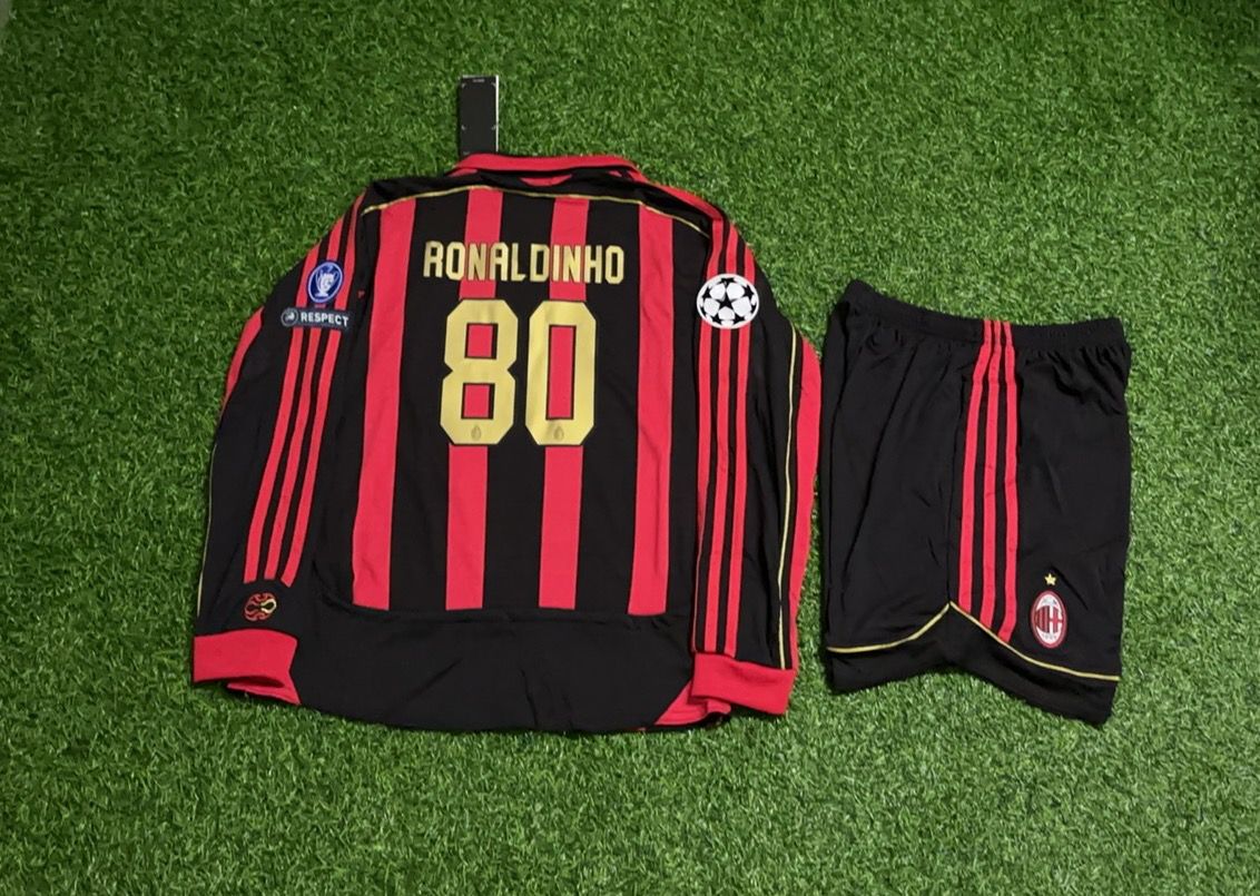 Ronaldinho Gaúcho 80 – AC Milan 2008-2009 Home Long Sleeve Retro Kit Jersey – | | – 4
