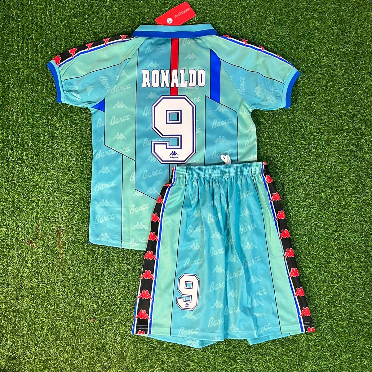 Ronaldo Nazario Barcelona 1996 1997 Retro Kids Football Jersey – Back View