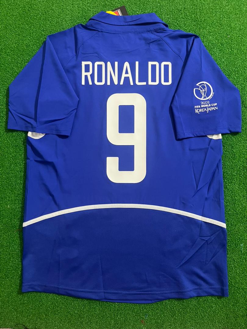 Ronaldo Nazario Brazil 2002 World Cup Blue Retro Football Jersey – Detailed View