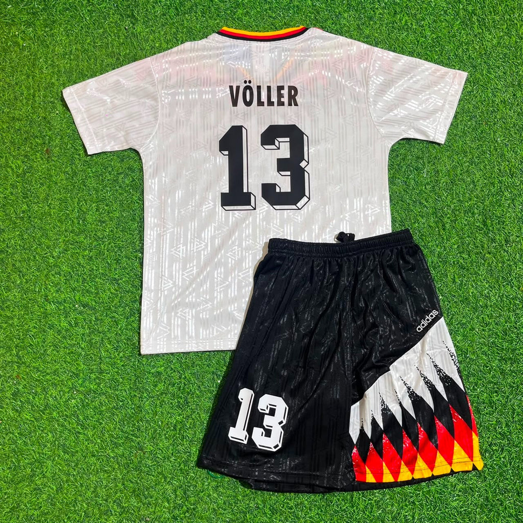 Rudi Völler Deutschland Germany 1994 Weltmeisterschaft Germany Kids Retro Football Jersey – Back View