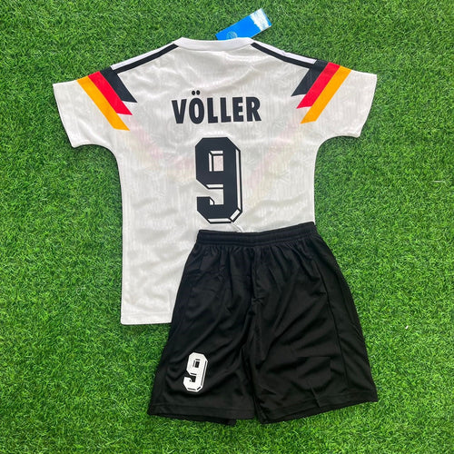 1990 Germany Retro Kids World Cup Jersey - Deutschland Retro Kinder WM 1990 Football Jersey – Rudi Voller – Back View