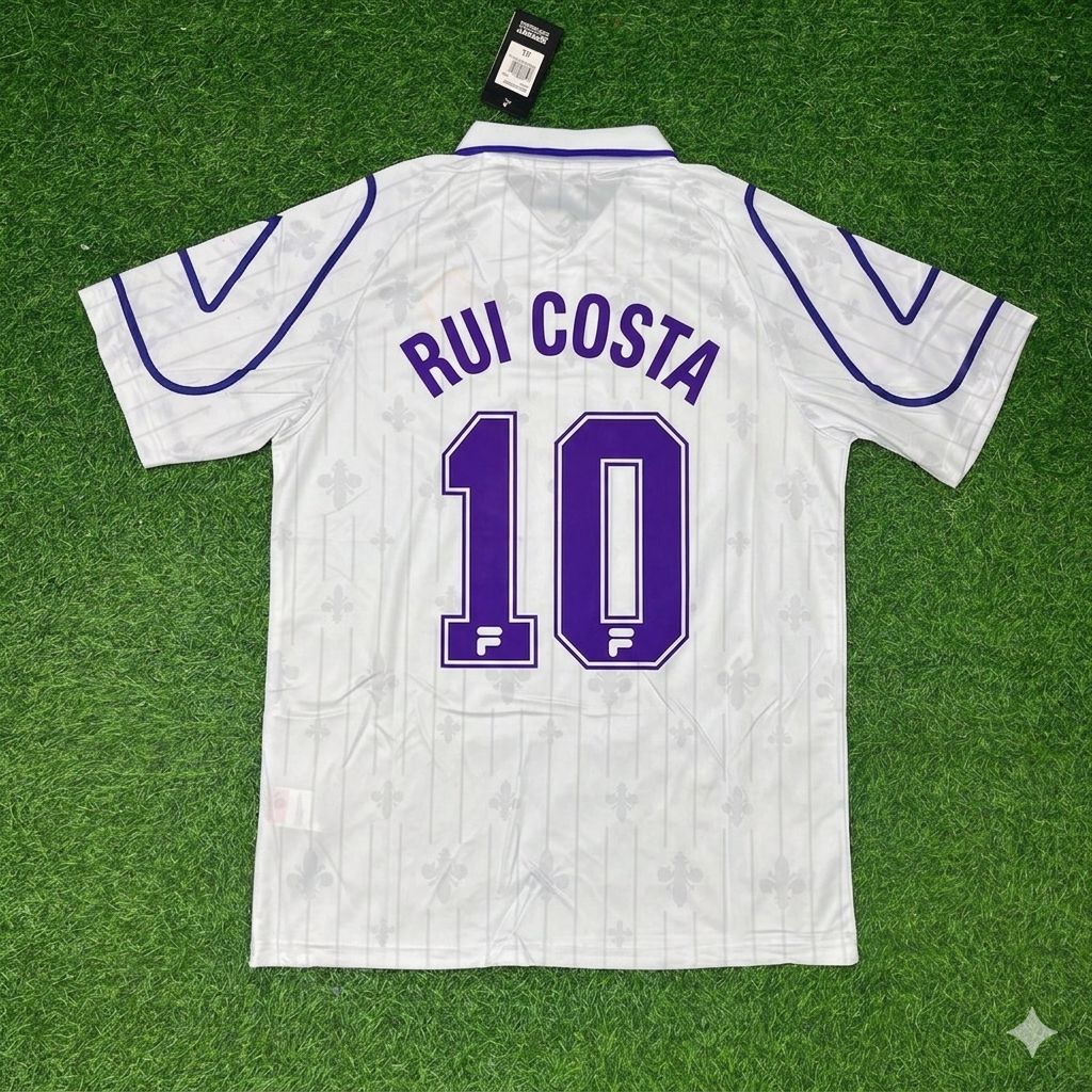 1997/98 Rui Costa Fiorentina White Retro Football Jersey – Back View