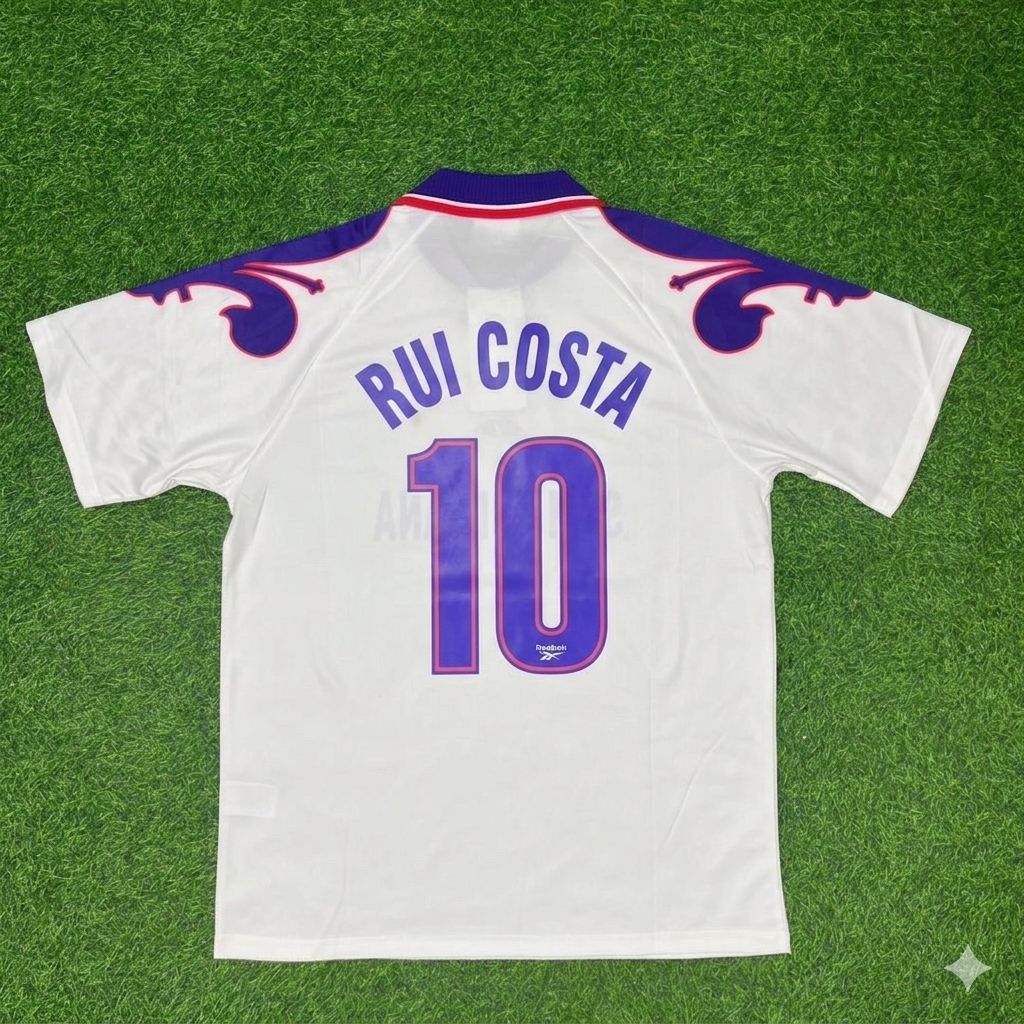 1995 Rui Costa Fiorentina 1997 Retro White Football Jersey – Back View