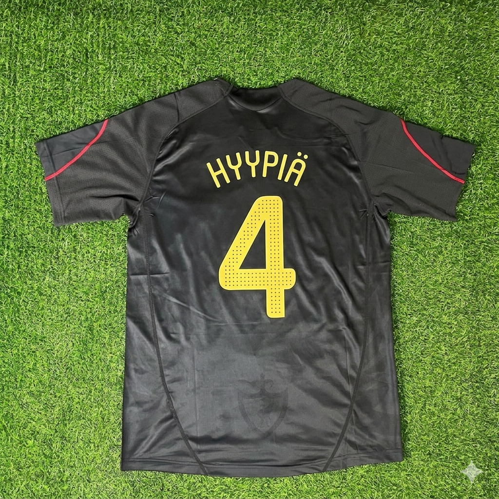 2009/10 Sami Hyypiä Liverpool Black Retro Football Jersey – Back View