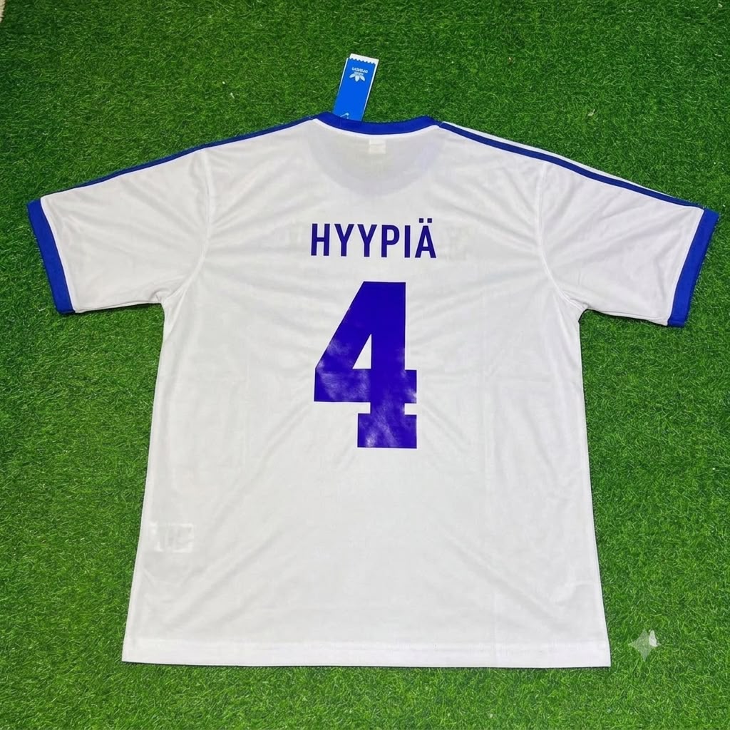 Sami Hyypiä Finland Home Retro Football Shirt Jalkapallopaita – Back View