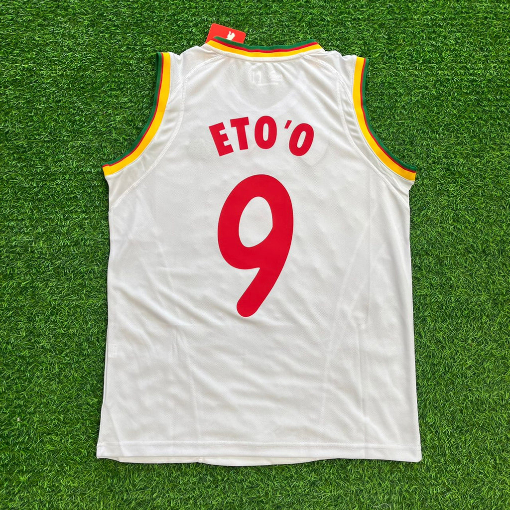 Samuel Eto'o 9 - Cameroon AFCON 2002 Retro Sleeveless Kit Jersey – Back View