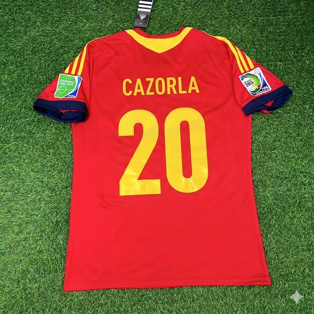 2013 Santi Cazorla Spain Confederations Cup Retro Football Jersey – Back View