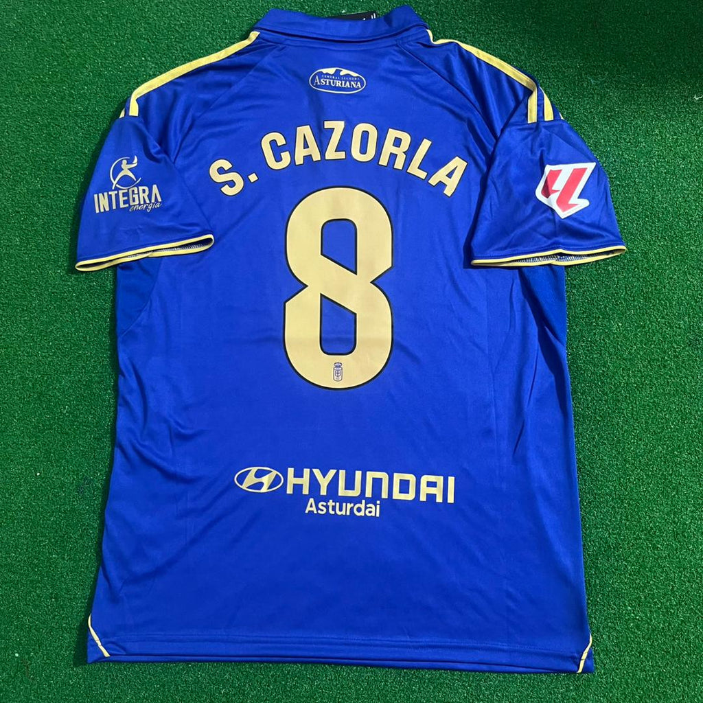 Santi Cazorla 8 – Real Oviedo New Season Legend Gold Kit Soccer Jersey – | | | – Back View