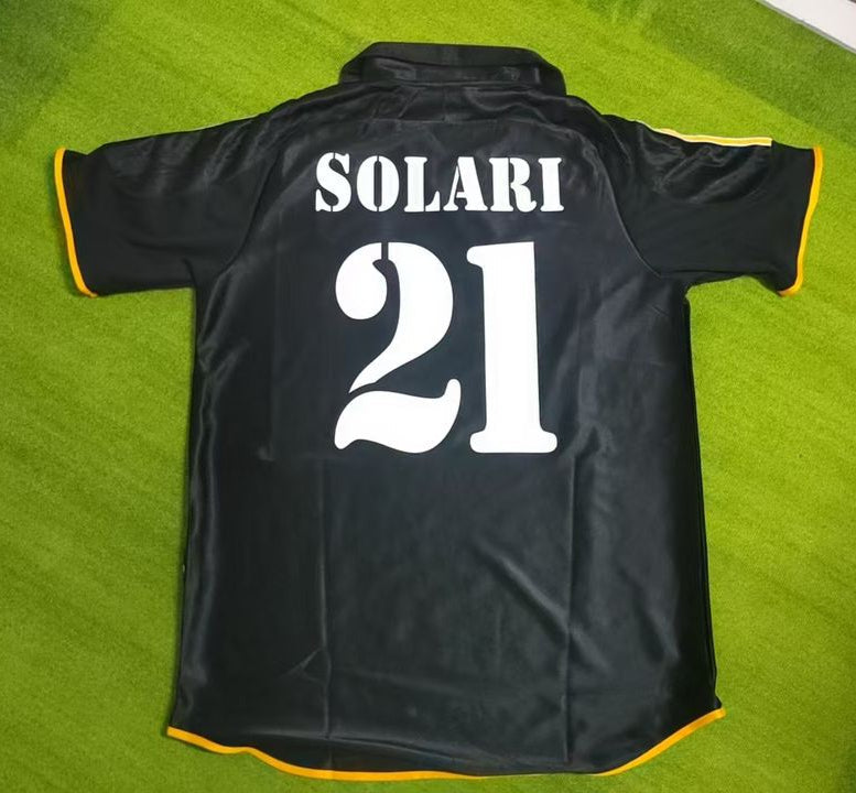 1999 Santiago Solari 2001 Black Retro Football Jersey – Back View