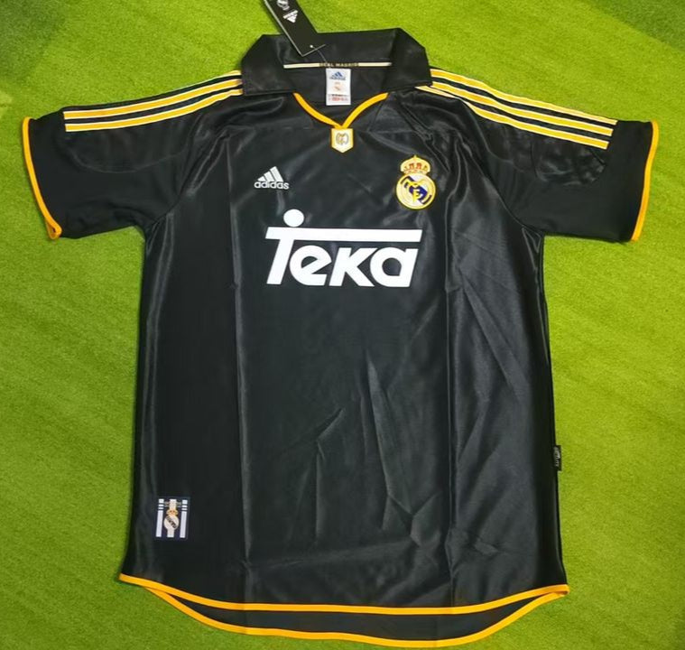 1999 Santiago Solari 2001 Black Retro Football Jersey – Front View