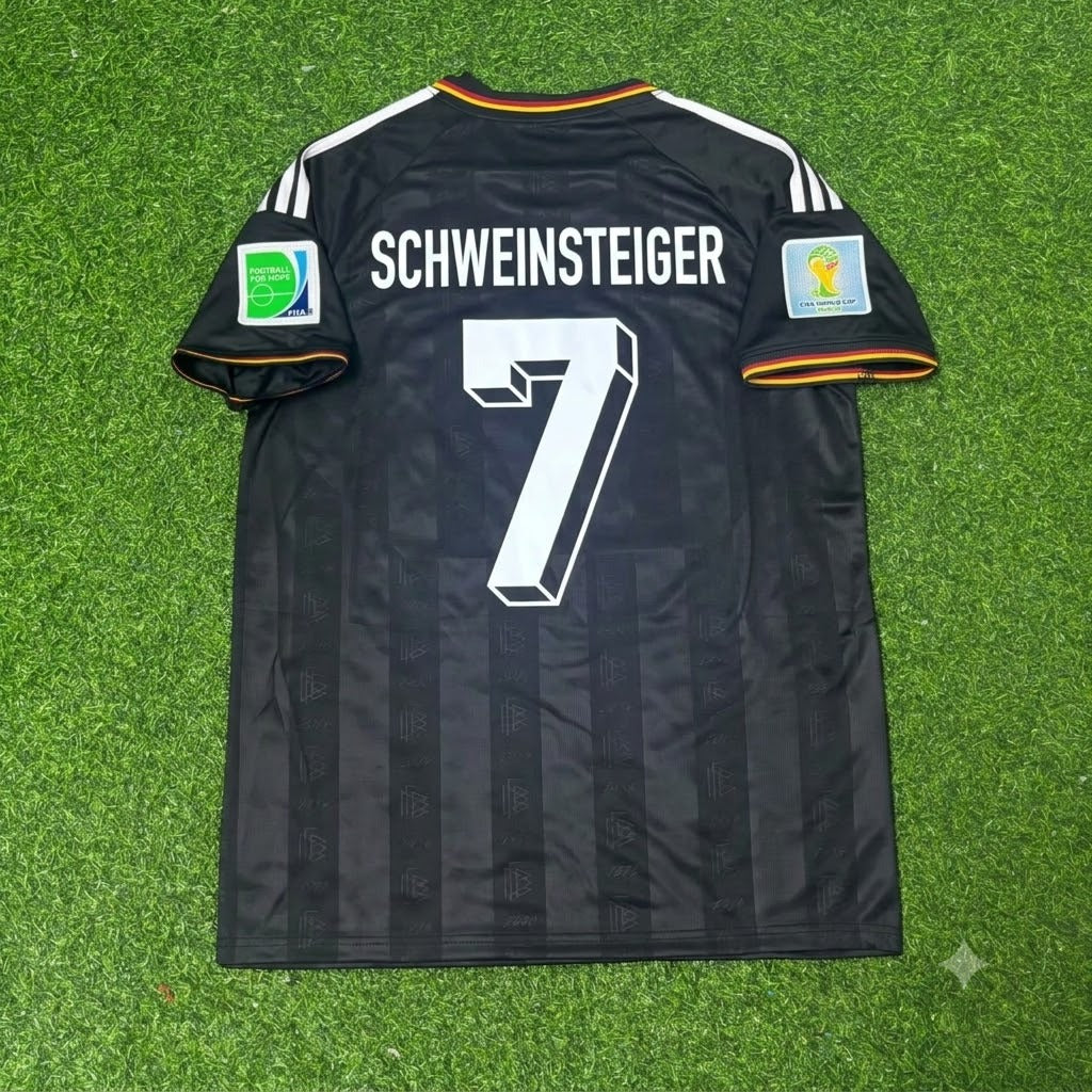 2014 Germany World Cup Bastian Schweinsteiger Special Edition Black Retro Football Jersey – Back View