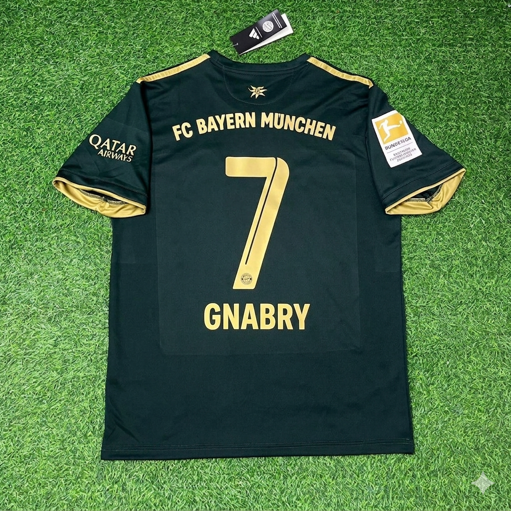 2021/22 Serge Gnabry Bayern Munich Oktoberfest Green Special Edition Football Jersey – Back View