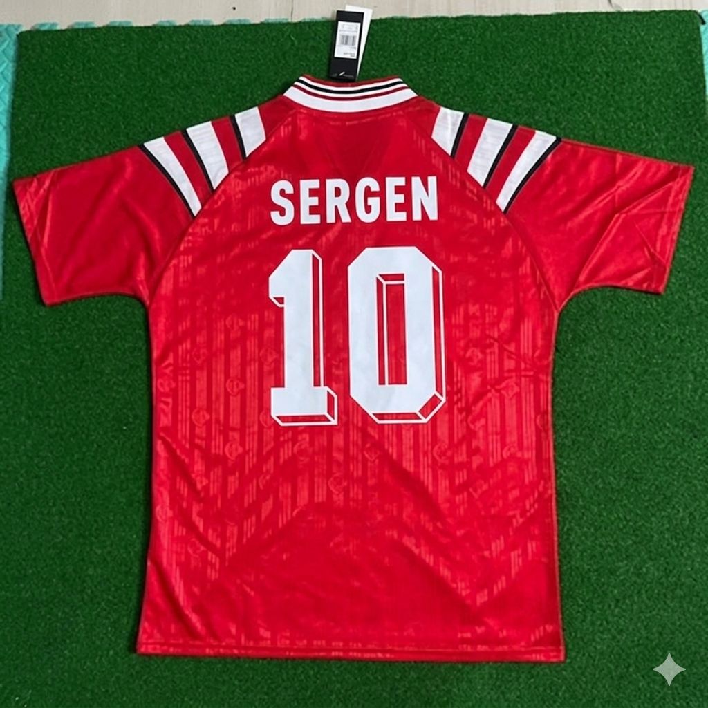 Sergen Yalçin Türkiye Turkey Red Nostalgic Retro Football Jersey – Back View