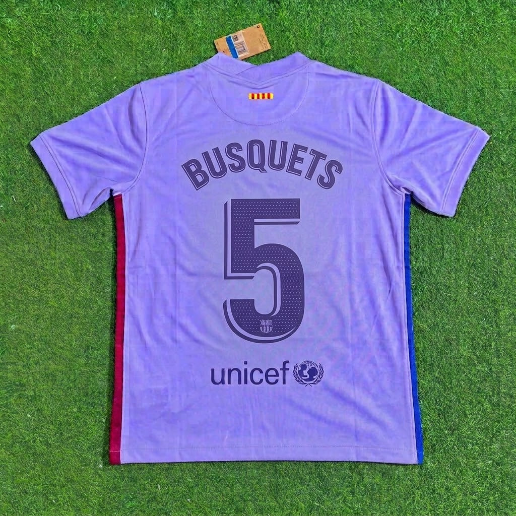 Sergio Busquets #5 Barcelona 2021-22 Season Retro Jersey – Back View