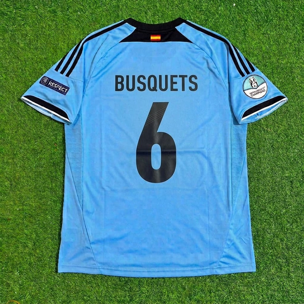 Sergio Busquets Spain EURO 2012 Final Retro Football Jersey – Back View