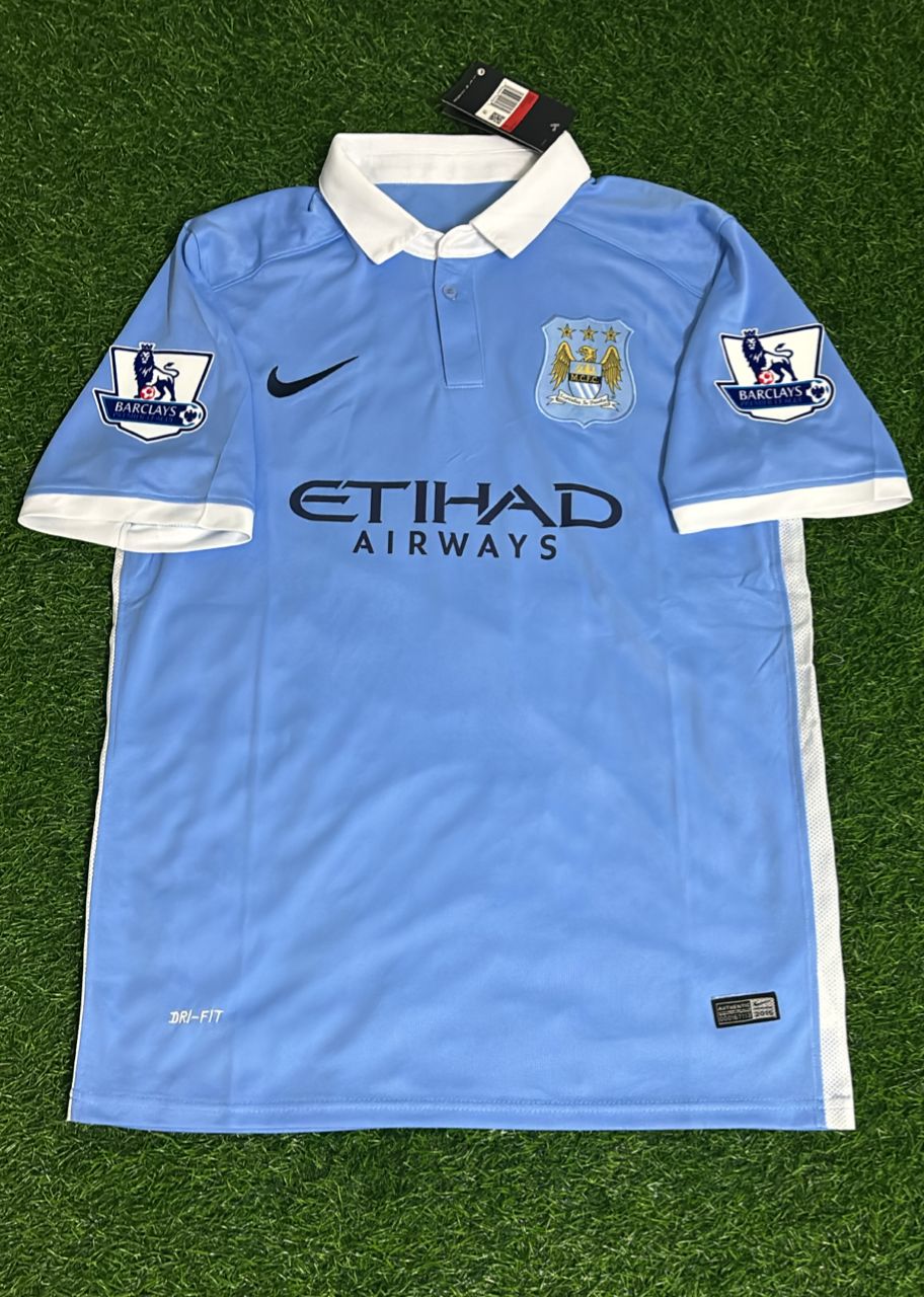 2015/16 David Silva 21 Manchester City Home Kit Blue Retro Football Jersey – Detailed View
