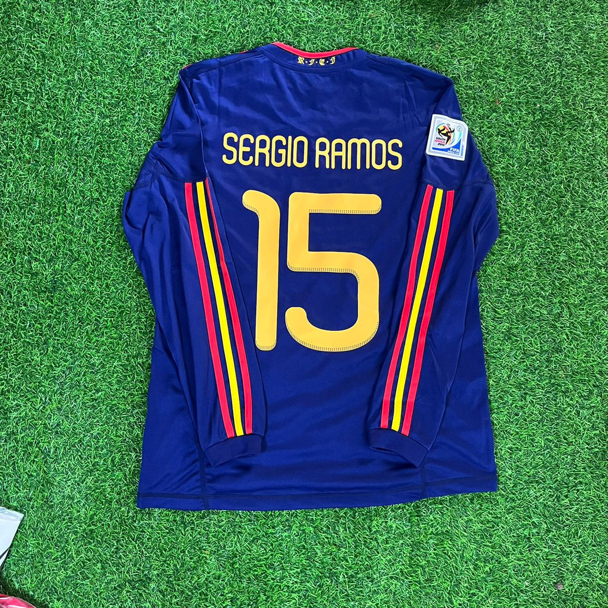 Sergio Ramos - Spain 2010 World Cup Final Retro Jersey – Back View