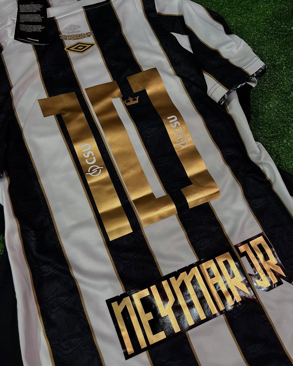 Neymar JR Santos Black Stripe Football Jersey – Back View