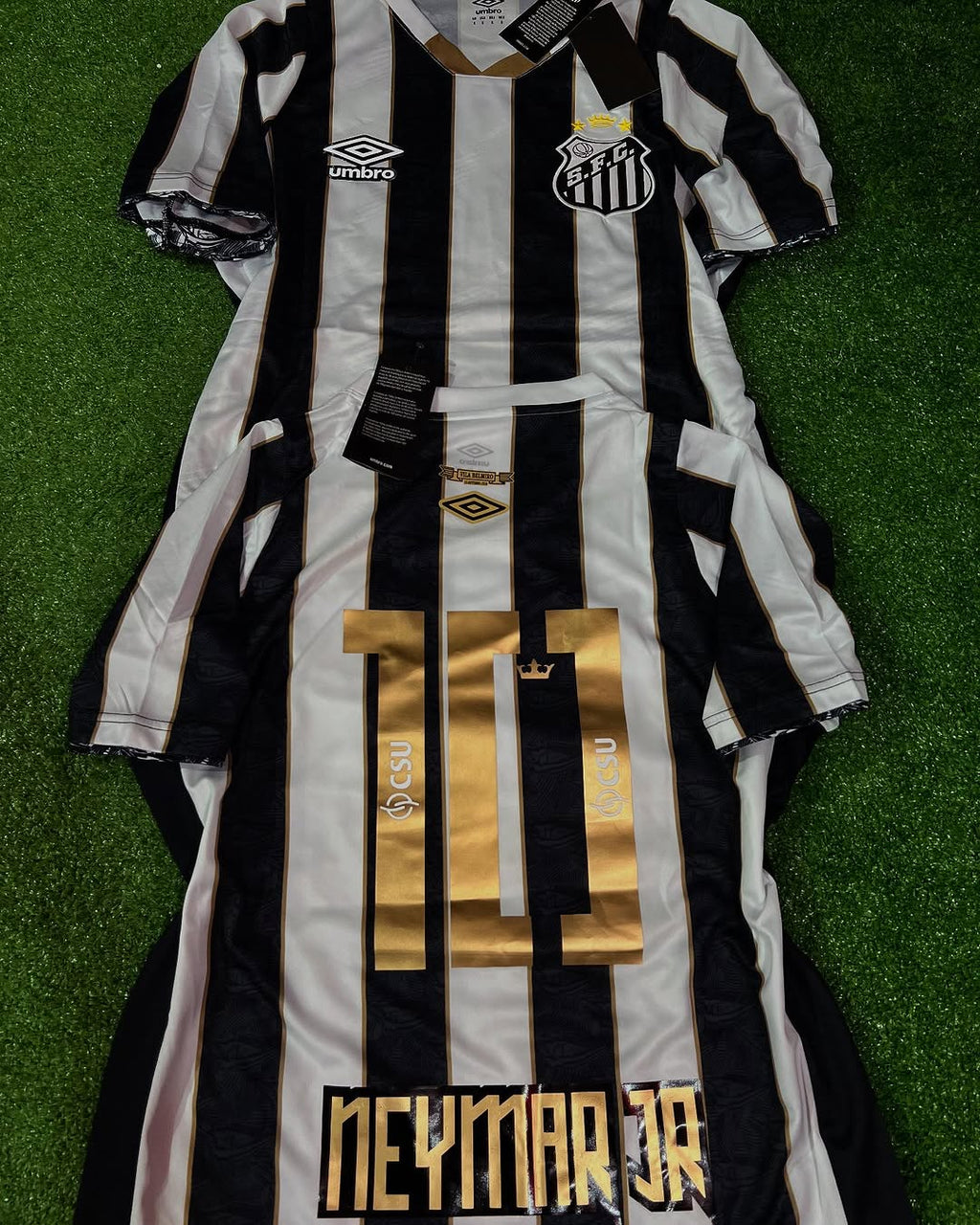 Neymar JR Santos Black Stripe Football Jersey – Detailed View