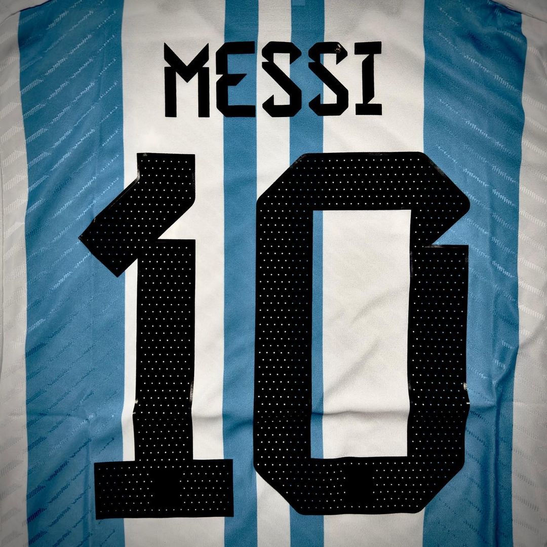 2022 Argentina World Cup Lionel Messi Final Home Football Jersey – Detailed View