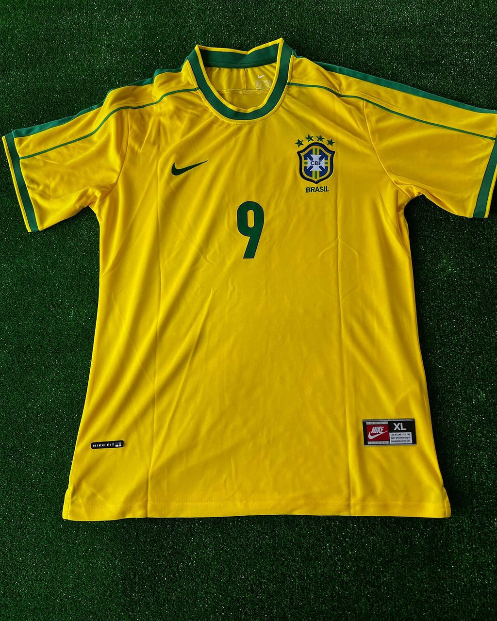 Phenomenon Ronaldo Nazario Brazil Retro Football Jersey – Front View