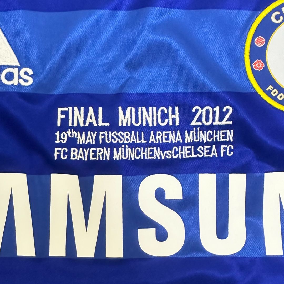 David Luiz #4 Chelsea Champhions League 2012 Munich Final Retro Long Sleeve Jersey – Detailed View