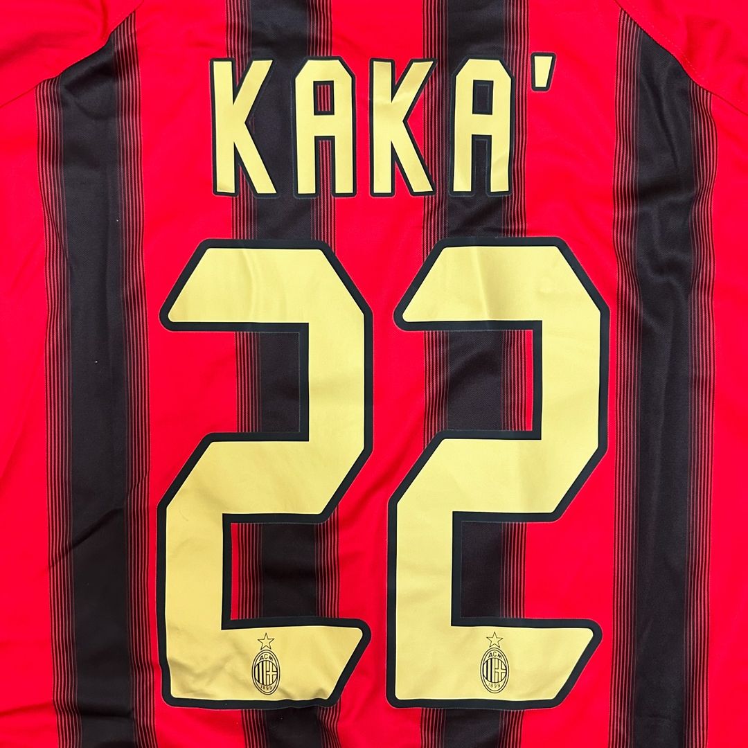 2003/04 Kaká 22 Milan Red & Black Home Retro Football Jersey – Detailed View