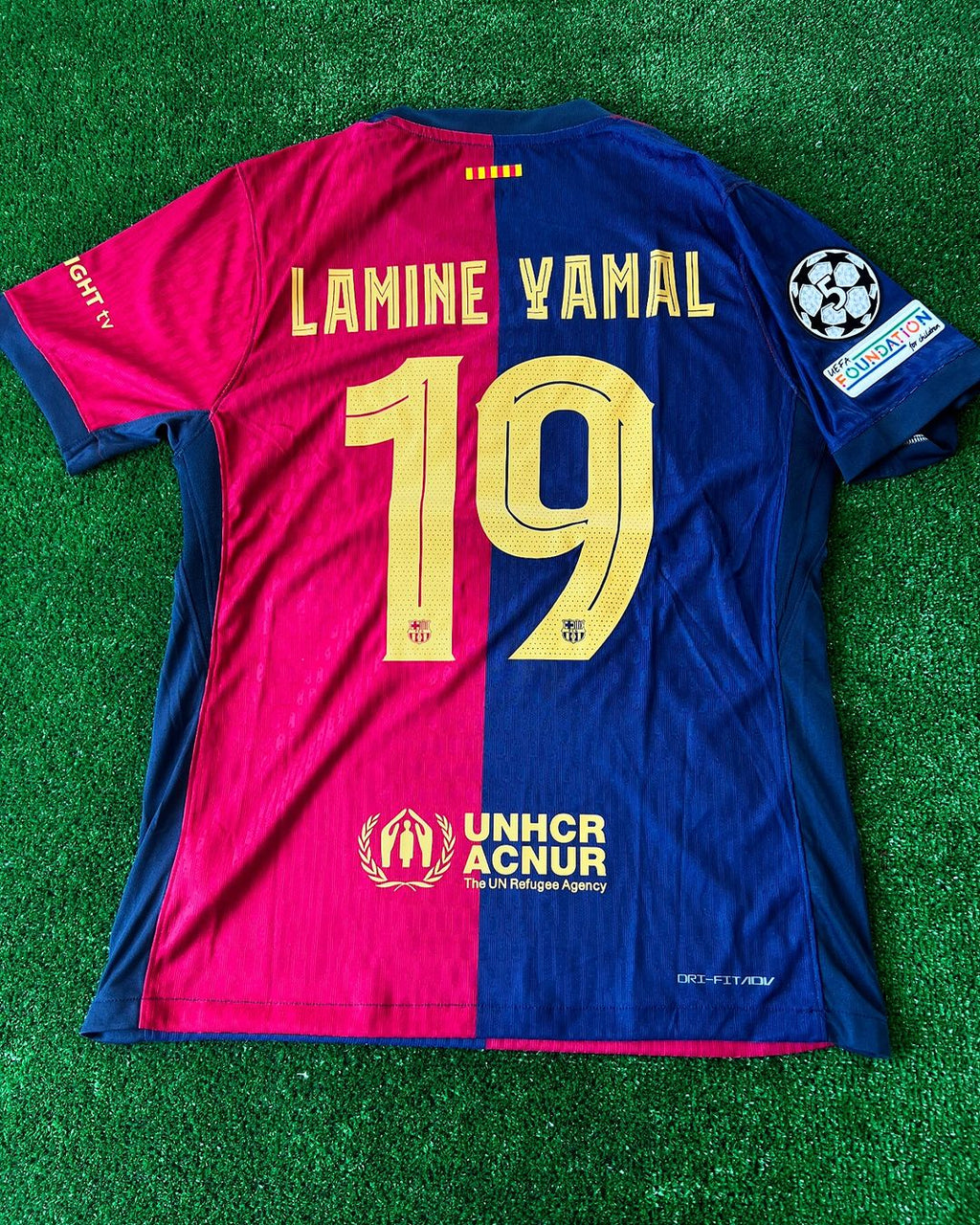 2025 Lamine Yamal Barcelona Champions League Patch Football Jersey – Back View
