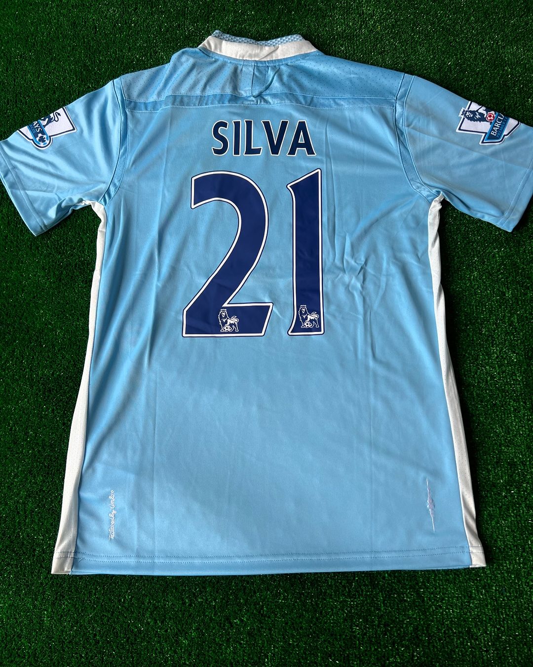 David Silva Manchester City 2011 2012 Season Retro Jersey – Back View