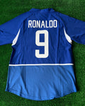 Phenomenon Ronaldo Nazario Brazil 2002 World Cup Blue Retro Short-Sleeve Jersey – Back View