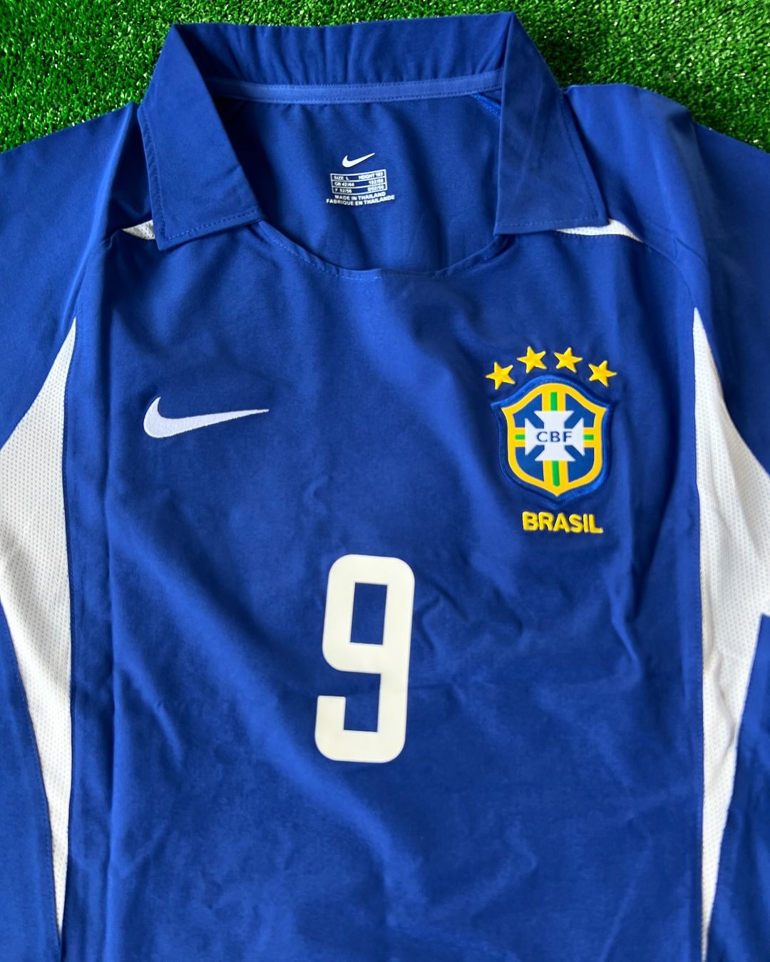 Phenomenon Ronaldo Nazario Brazil 2002 World Cup Blue Retro Short-Sleeve Jersey – 5