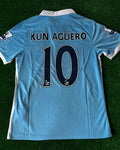 Sergio Kun Aguero Manchester City 2015 2016 Season Retro Jersey – Back View