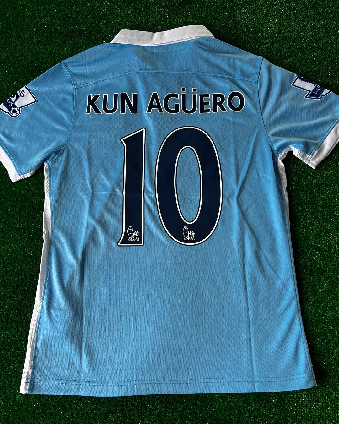 Sergio Kun Aguero Manchester City 2015 2016 Season Retro Jersey – Back View